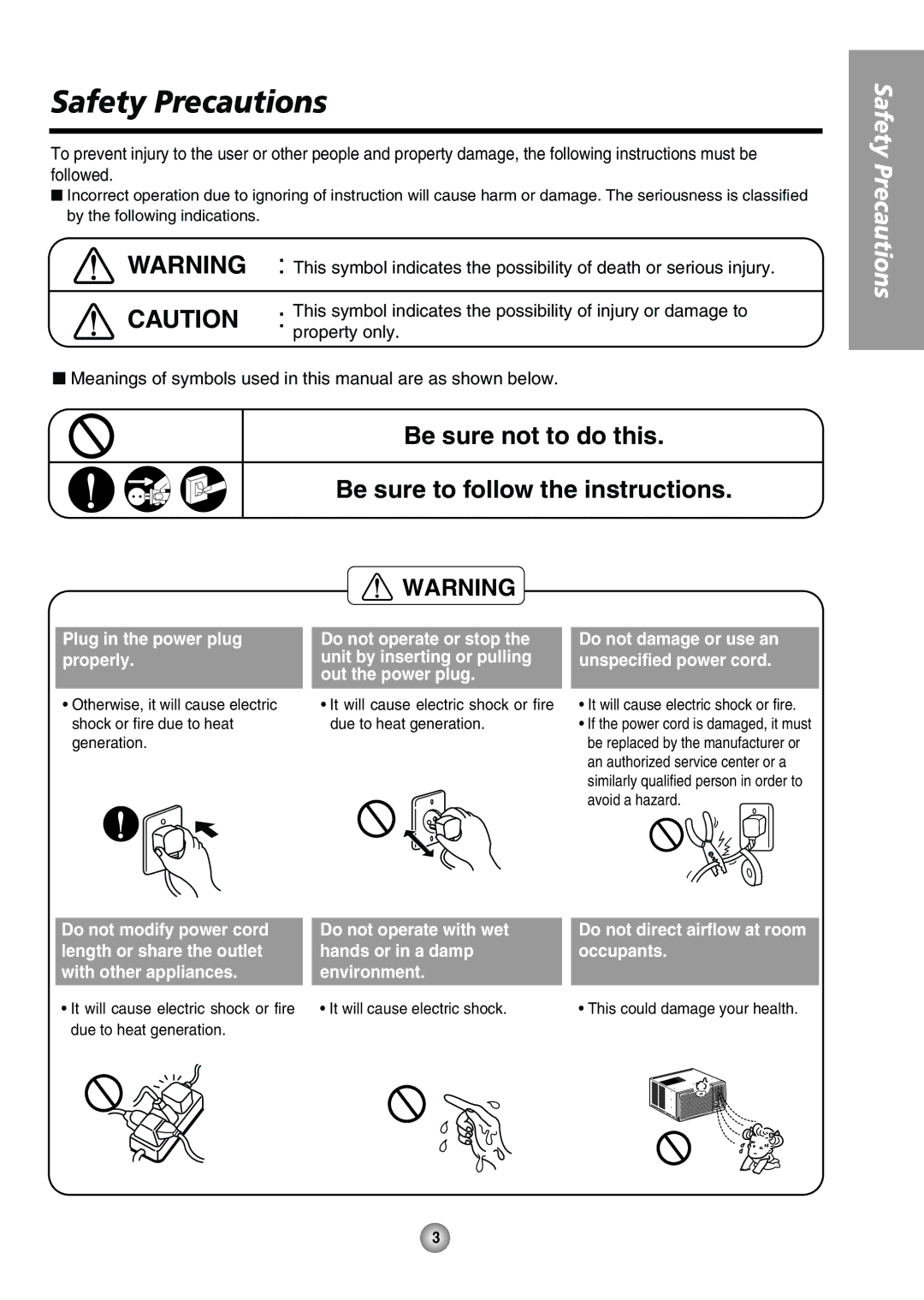 Panasonic CW-XC124HU, CW-XC104HK, CW-XC104HU Safety Precautions, Be sure not to do this Be sure to follow the instructions 