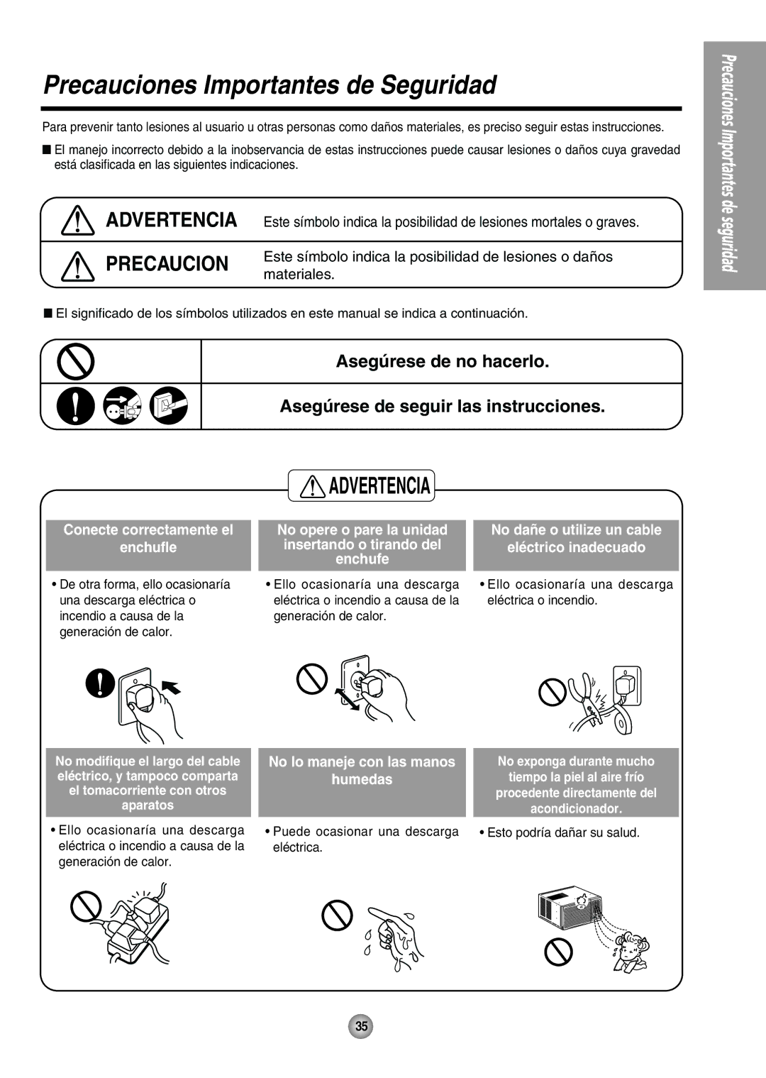 Panasonic CW-XC124HU, CW-XC104HK, CW-XC104HU, CW-XC144HU manual Precauciones Importantes de Seguridad 