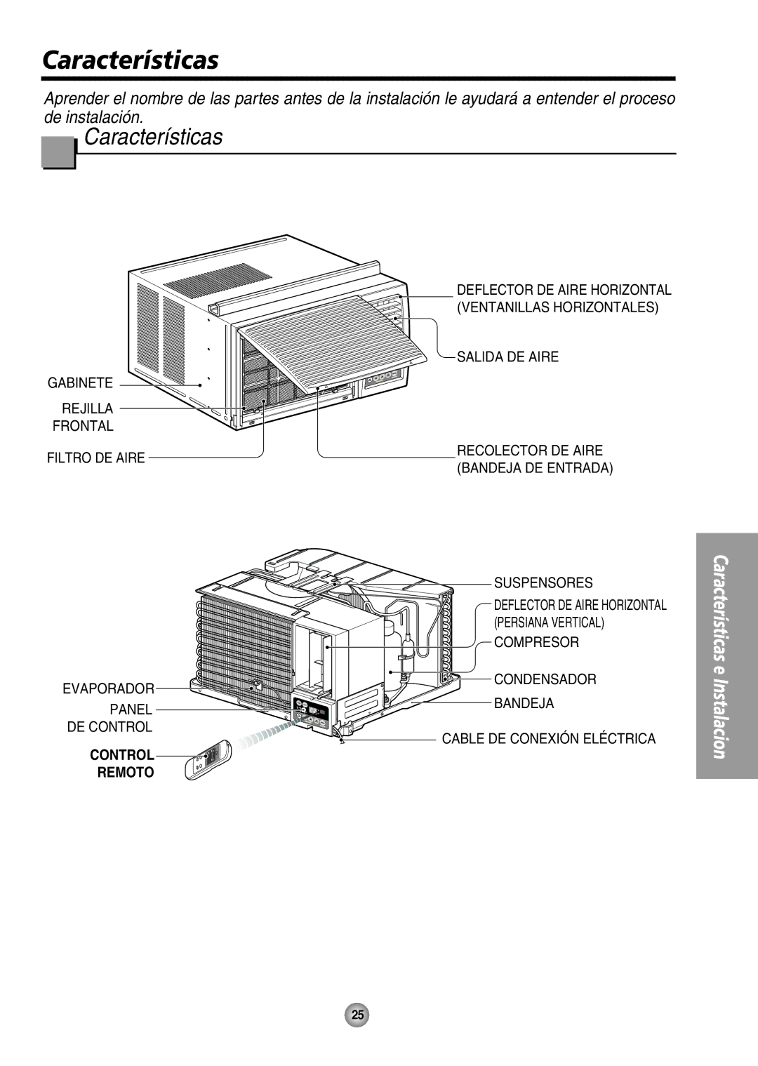 Panasonic CW-XC125HU, CW-XC105HU operating instructions Características, Control Remoto 