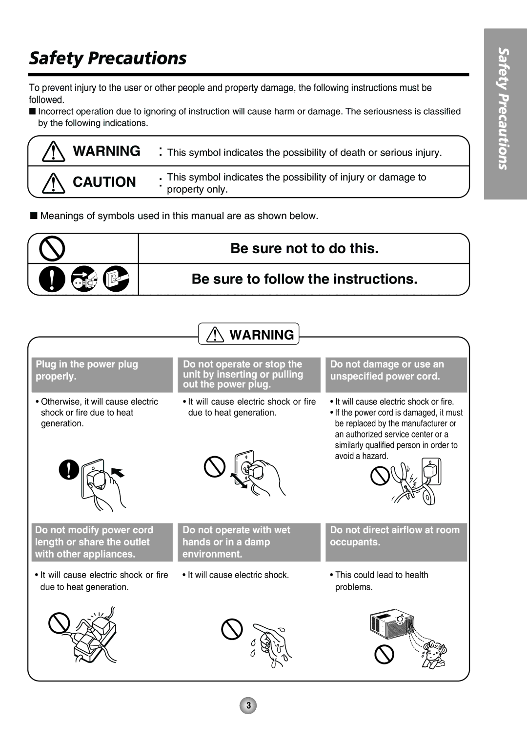 Panasonic CW-XC125HU, CW-XC105HU Safety Precautions, Be sure not to do this Be sure to follow the instructions 