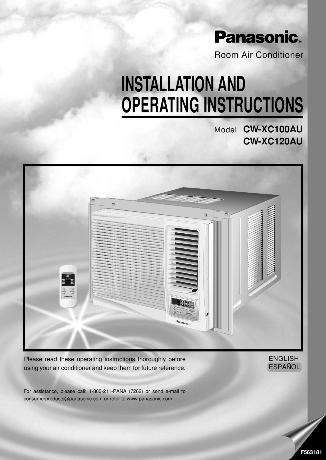 Panasonic CW-XC100AU manual Installation And, Operating Instructions, Room Air Conditioner, CW-XC120AU, Model, English 