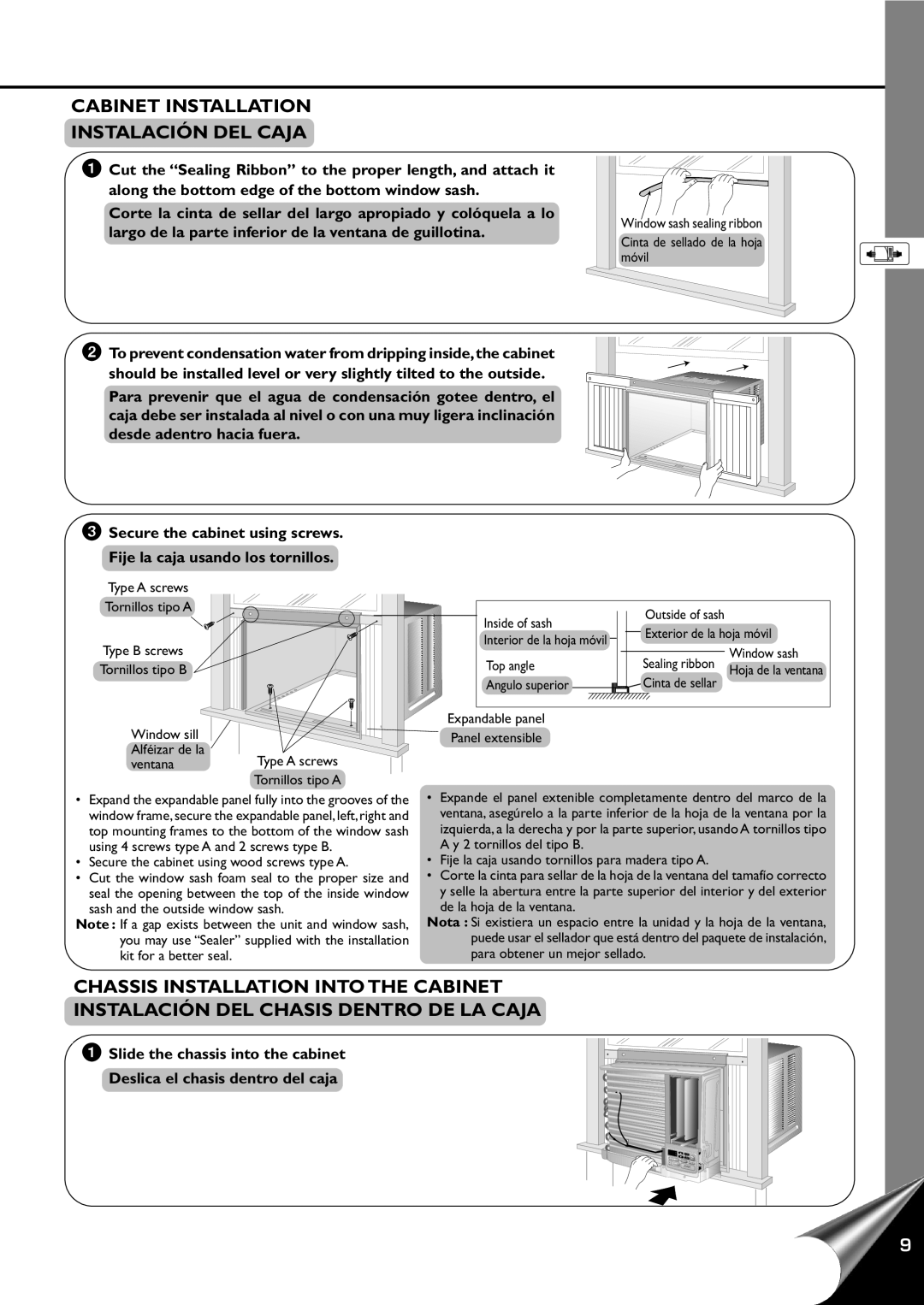Panasonic CW-XC100AU, CW-XC120AU manual Cabinet Installation Instalación Del Caja, Chassis Installation Into The Cabinet 