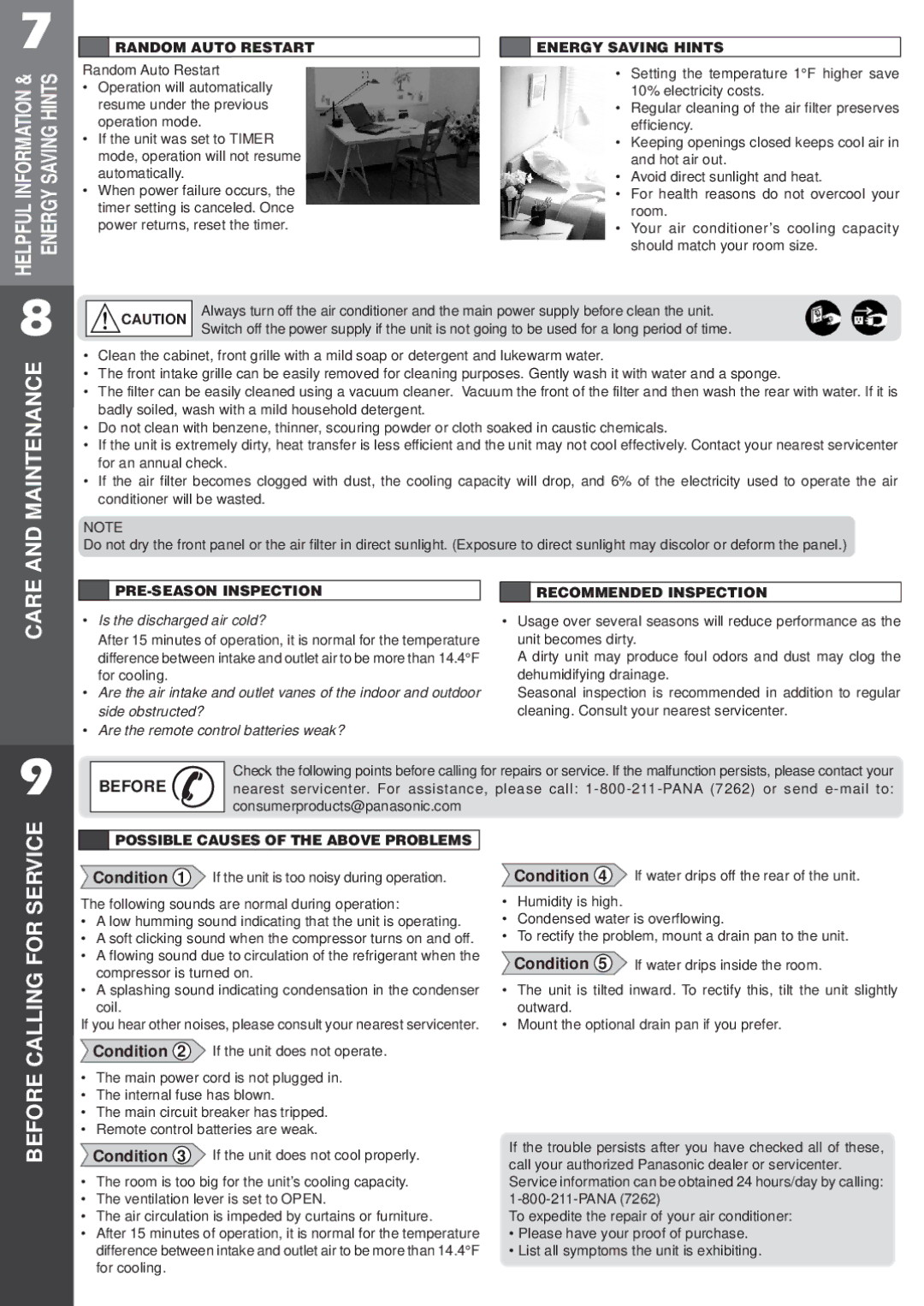 Panasonic CW-XC122VU manual Before 