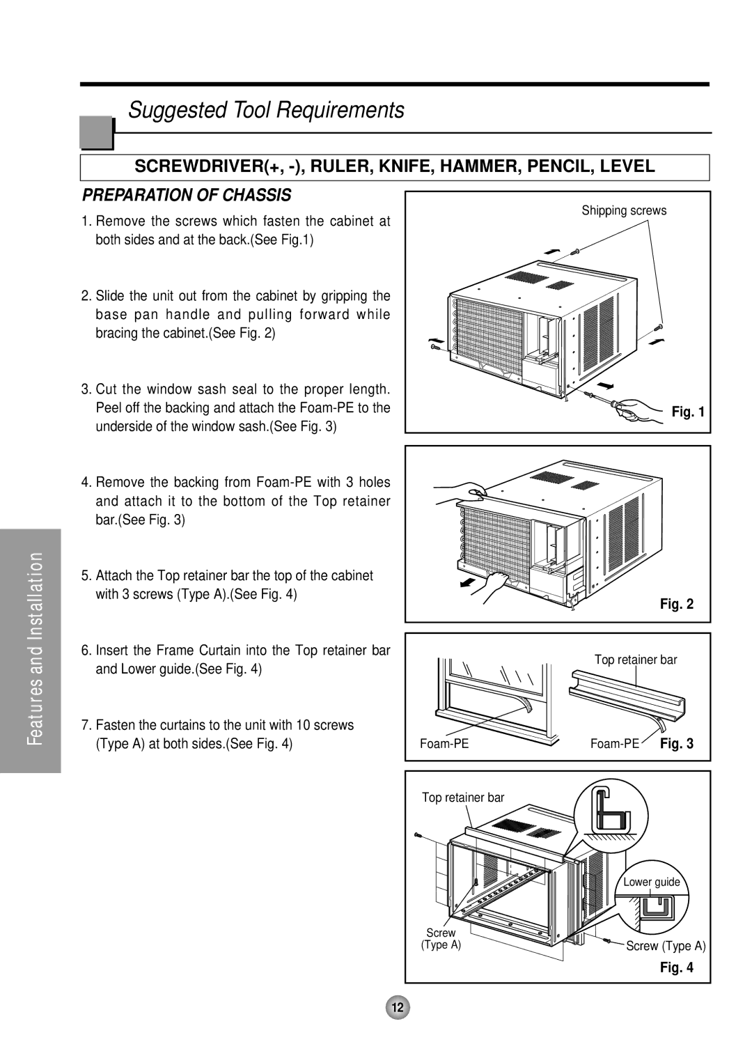 Panasonic CW-XC145HU, CW-XC185HU, CW-XC245HU manual Suggested Tool Requirements, Preparation of Chassis 