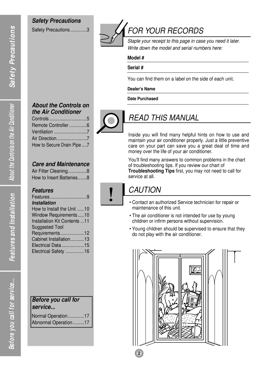 Panasonic CW-XC245HU, CW-XC145HU, CW-XC185HU manual For Your Records 