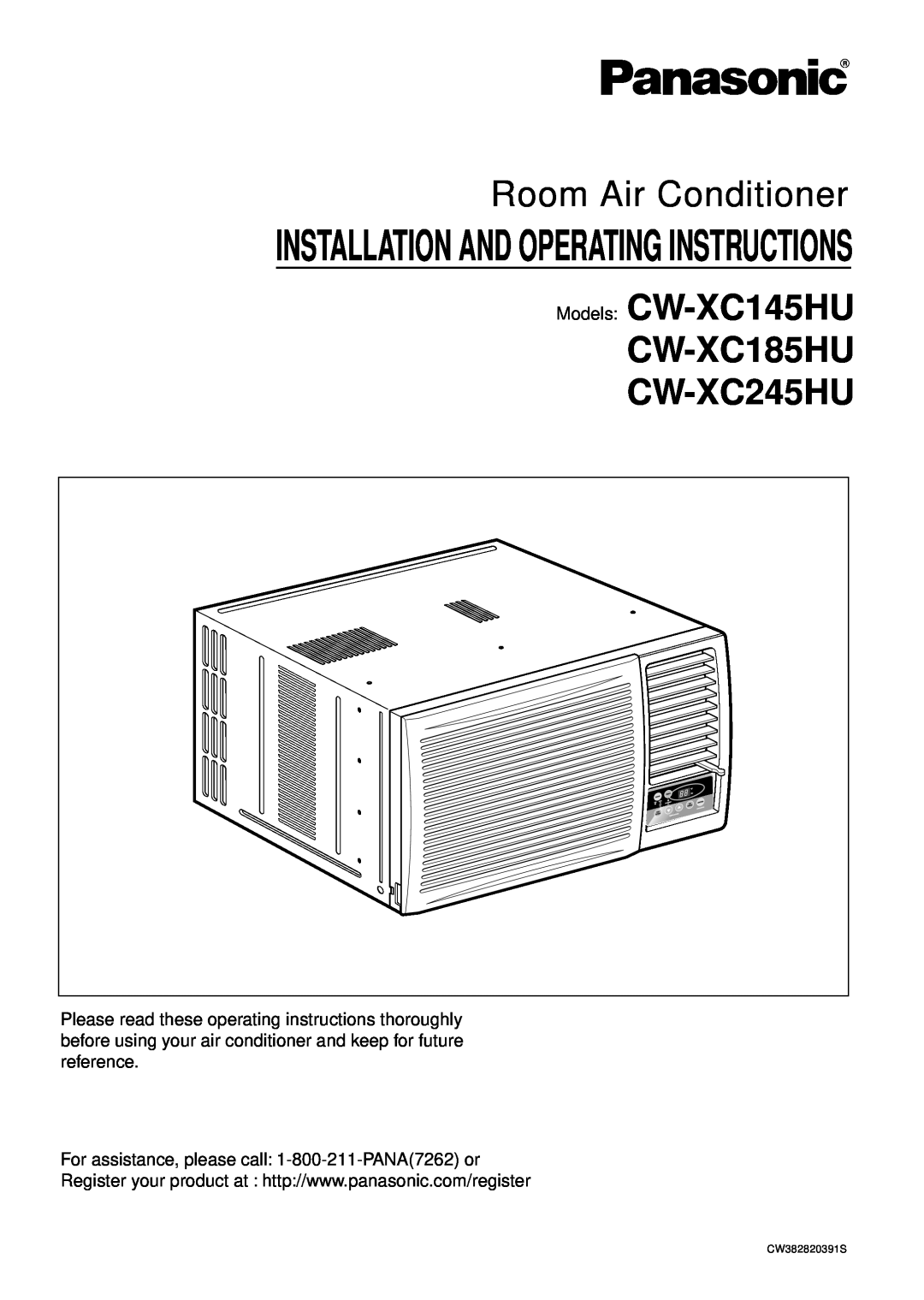 Panasonic CW-XC185HU, CW-XC145HU, CW-XC245HU manual Installation And Operating Instructions, Room Air Conditioner 