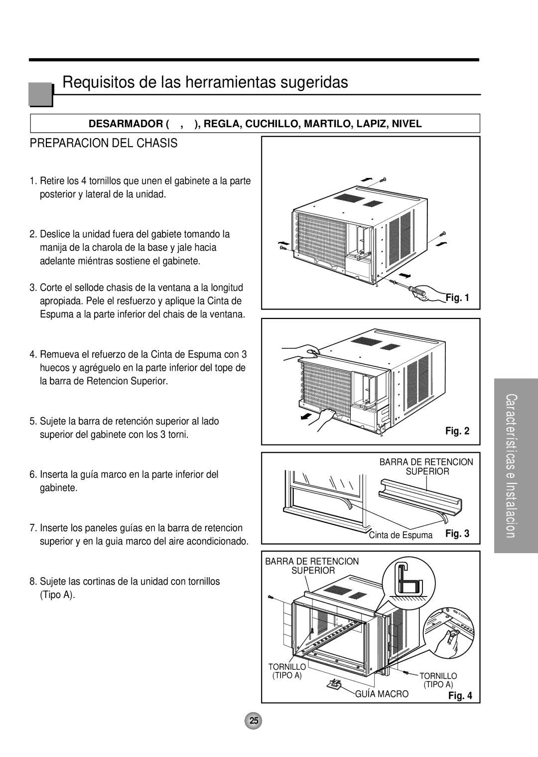 Panasonic CW-XC243HU, CW-XC183HU manual Requisitos de las herramientas sugeridas, Preparacion DEL Chasis 