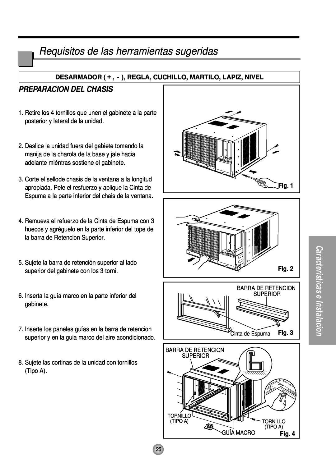 Panasonic CW-XC243HU, CW-XC183HU manual Requisitos de las herramientas sugeridas, Preparacion Del Chasis, e Instalacion 