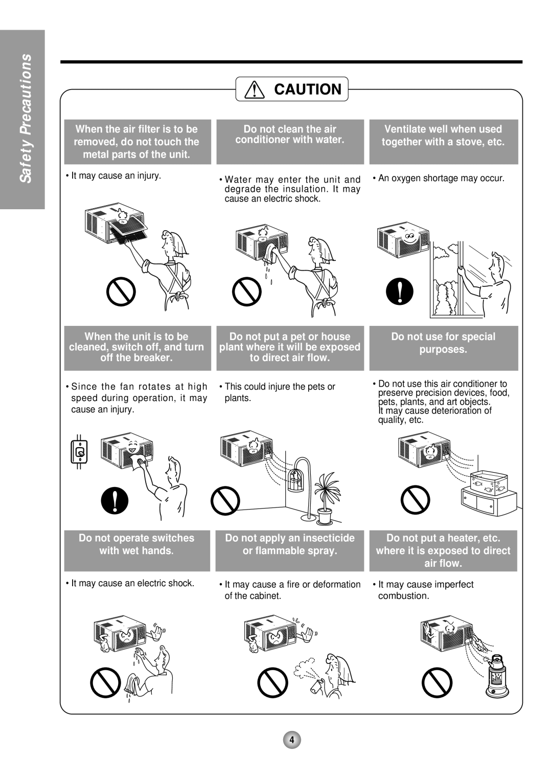 Panasonic CW-XC184HU manual When the unit is to be, Do not put a pet or house, Do not use for special, Safety Precautions 