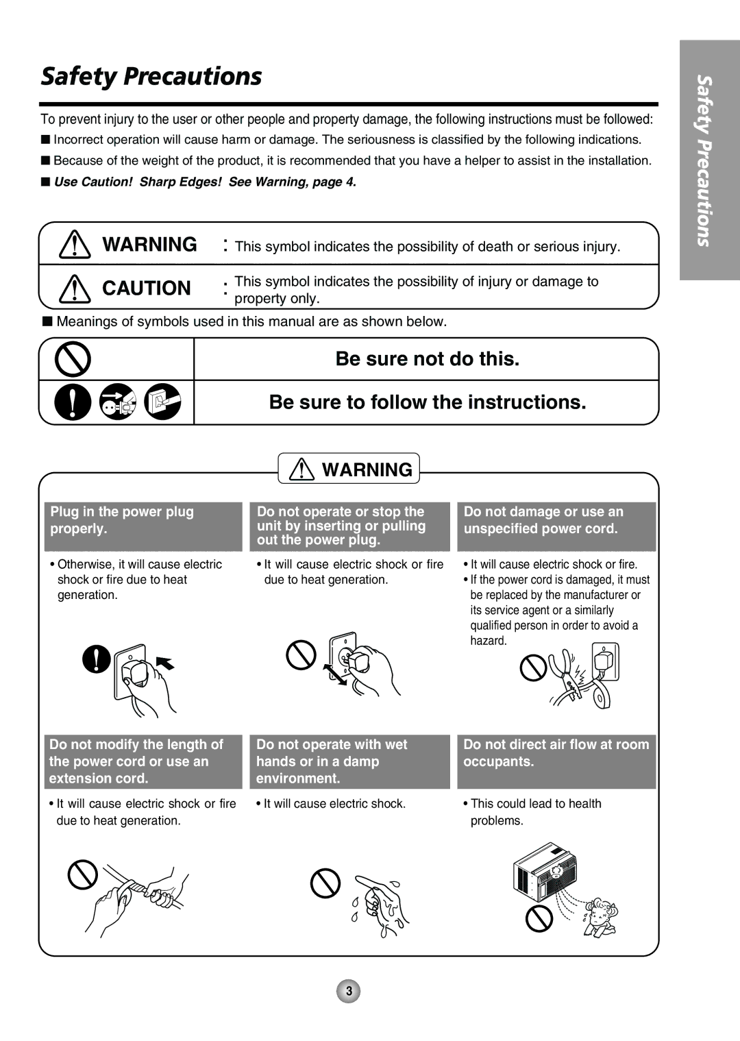 Panasonic CW-XC54HK, CW-XC54HU manual Safety Precautions, It will cause electric shock or fire due to heat generation 