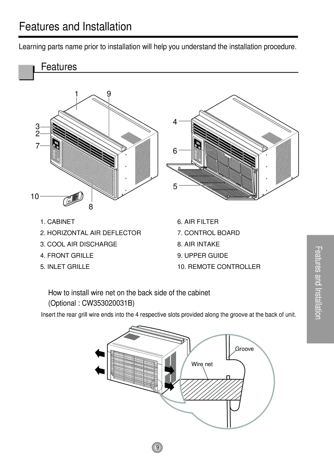 Panasonic CW-XC54HK, CW-XC54HU manual Features and Installation 