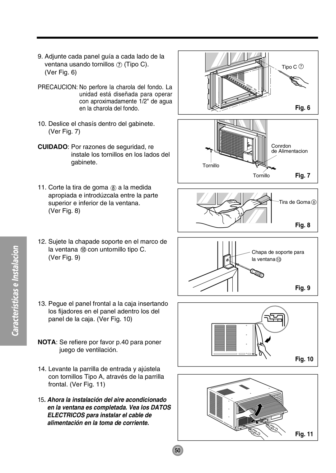 Panasonic CW-XC64HU manual e Instalacion, Características, Fig 