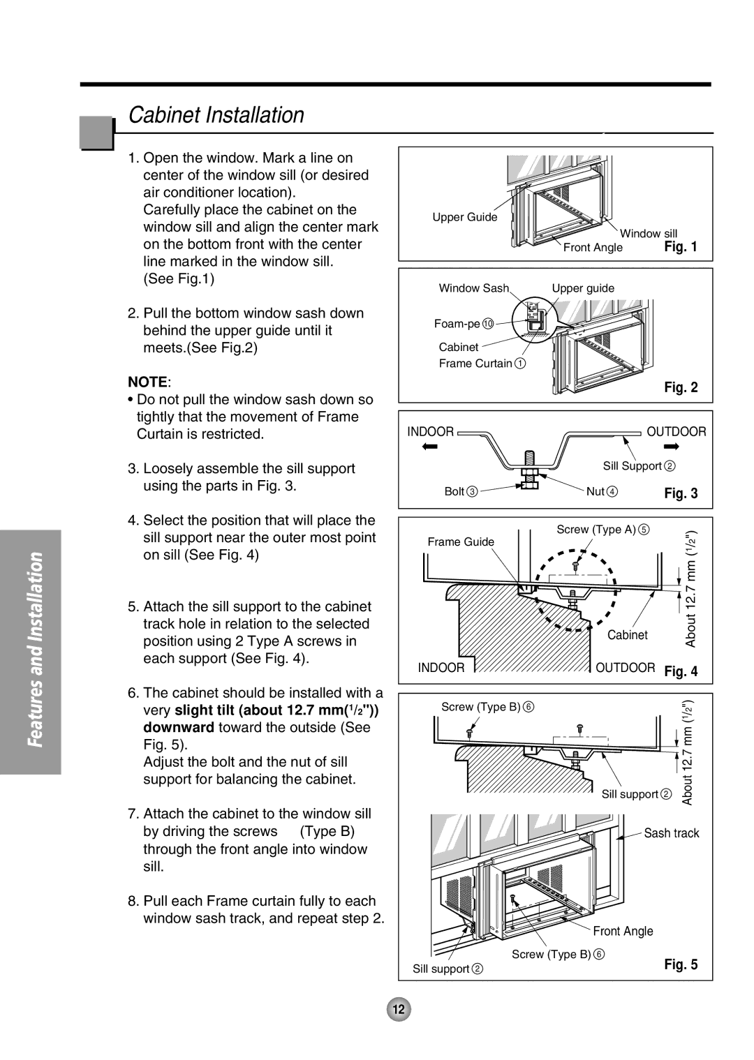 Panasonic CW-XC65HU, CW-XC85HU manual Cabinet Installation, Indoor 