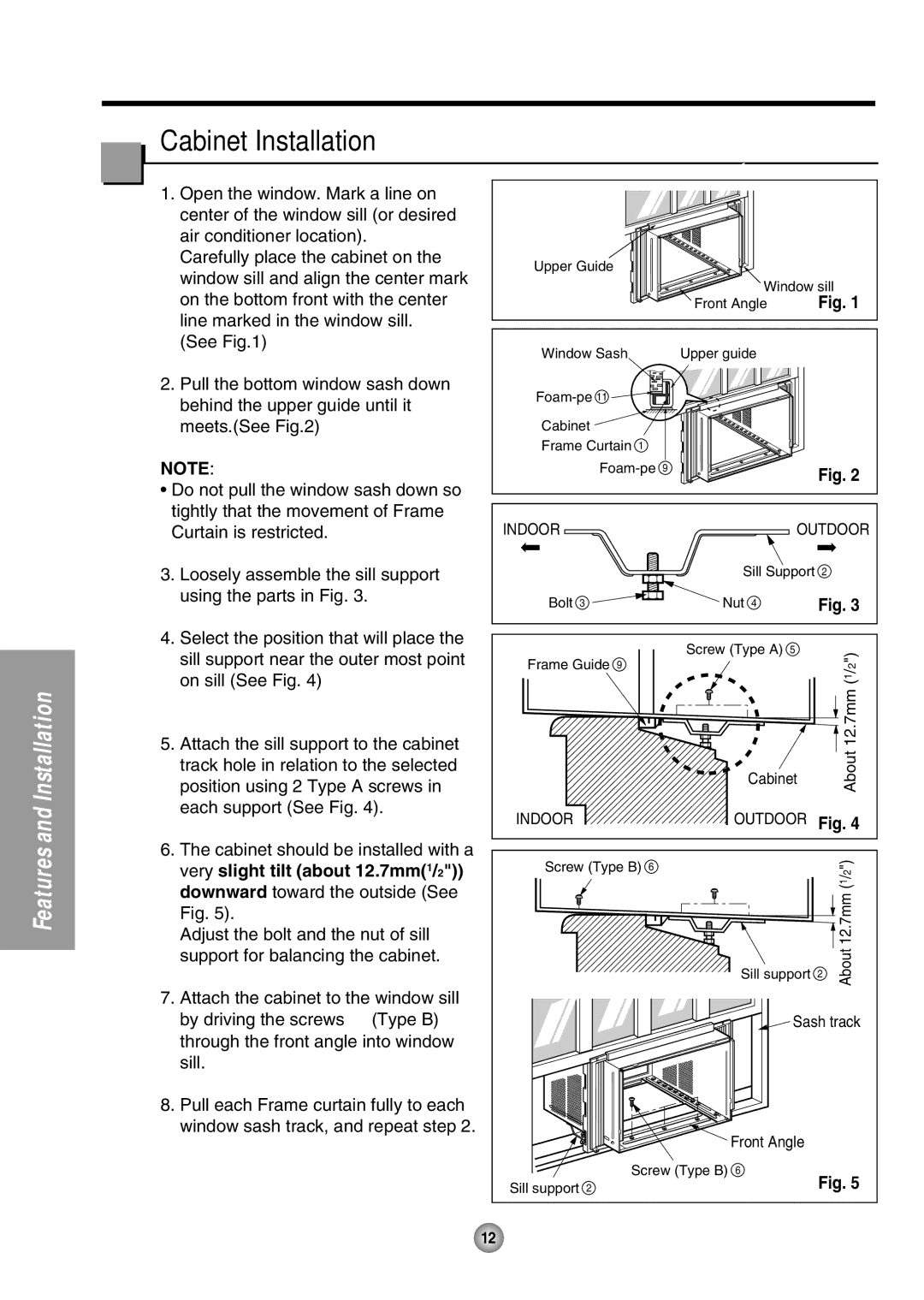 Panasonic CW-XC80HU manual Cabinet Installation 