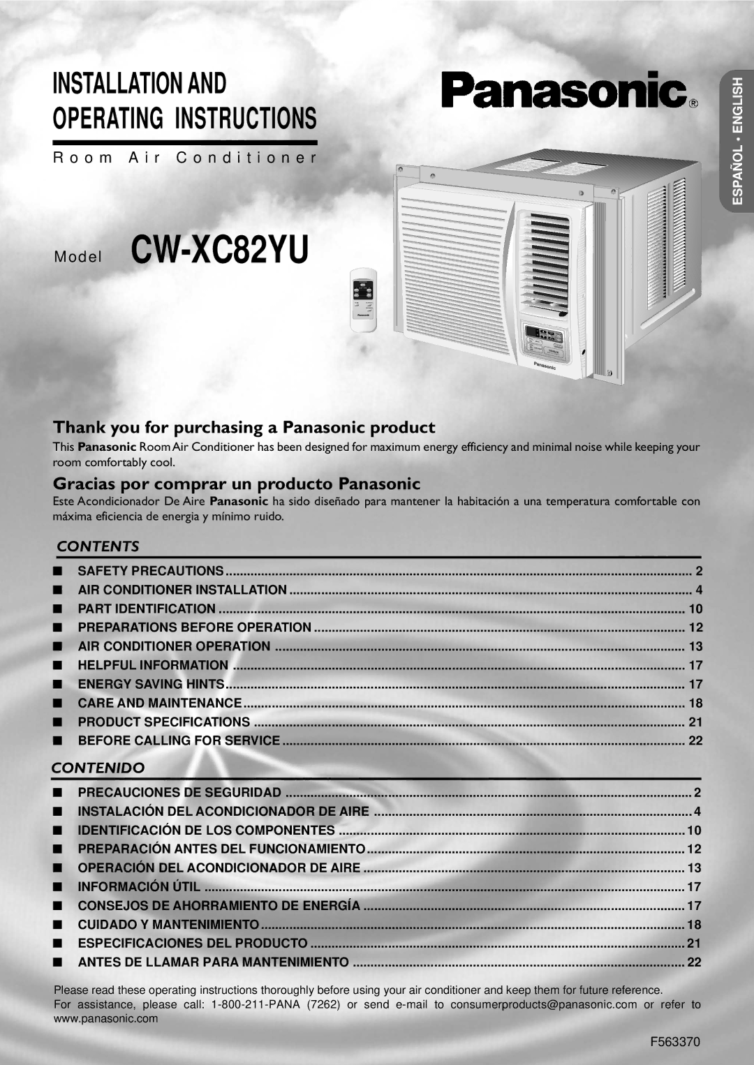 Panasonic CW-XC82YU specifications Thank you for purchasing a Panasonic product, Gracias por comprar un producto Panasonic 