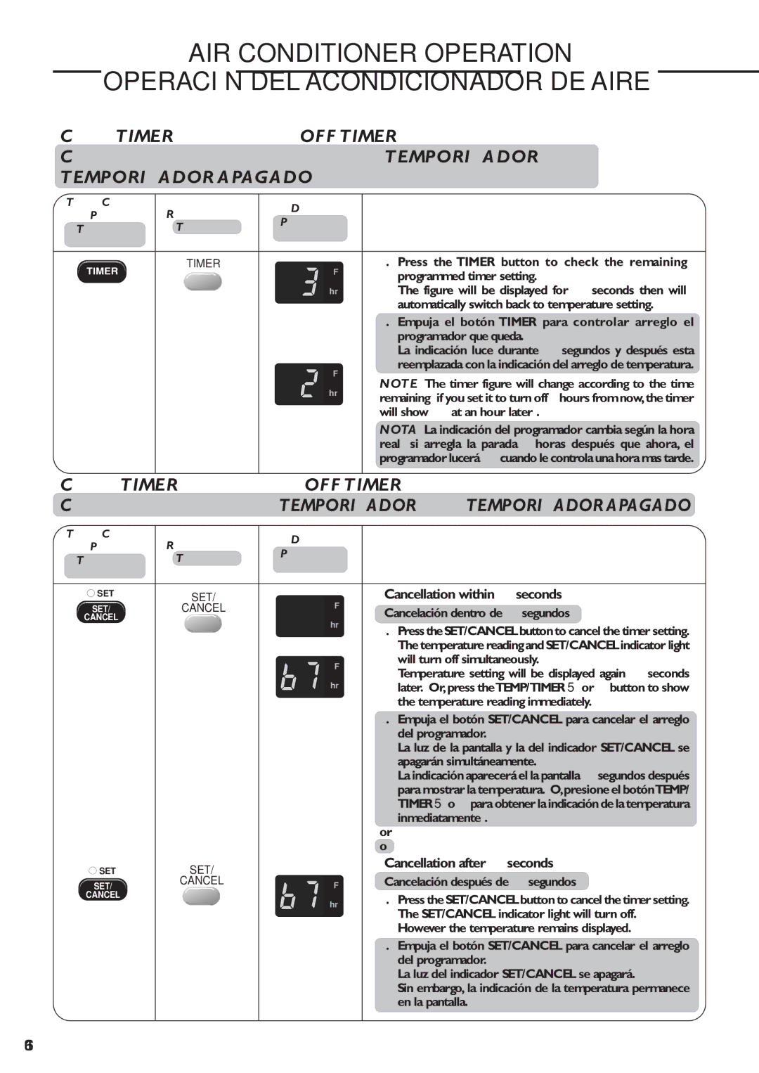 Panasonic CW-XC83YU specifications Temporizador Apagado 