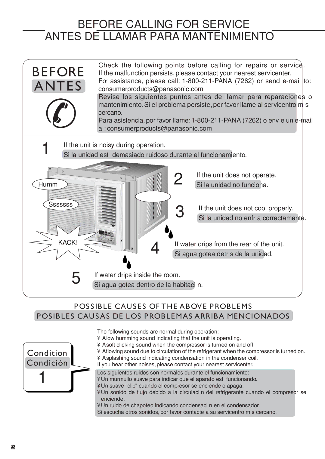 Panasonic CW-XC83YU specifications Before, If the unit is noisy during operation 