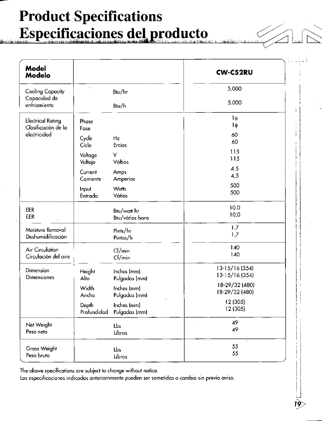 Panasonic CWC52RU manual 