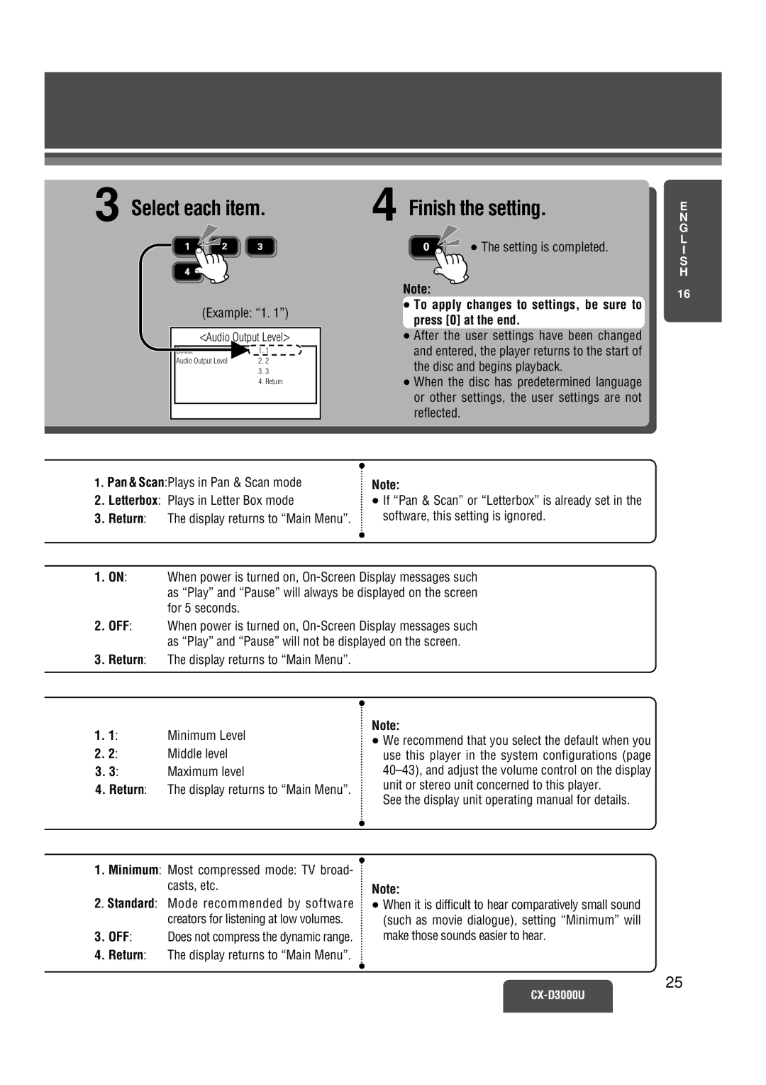 Panasonic CX-D3000U operating instructions Example 1, See the display unit operating manual for details 