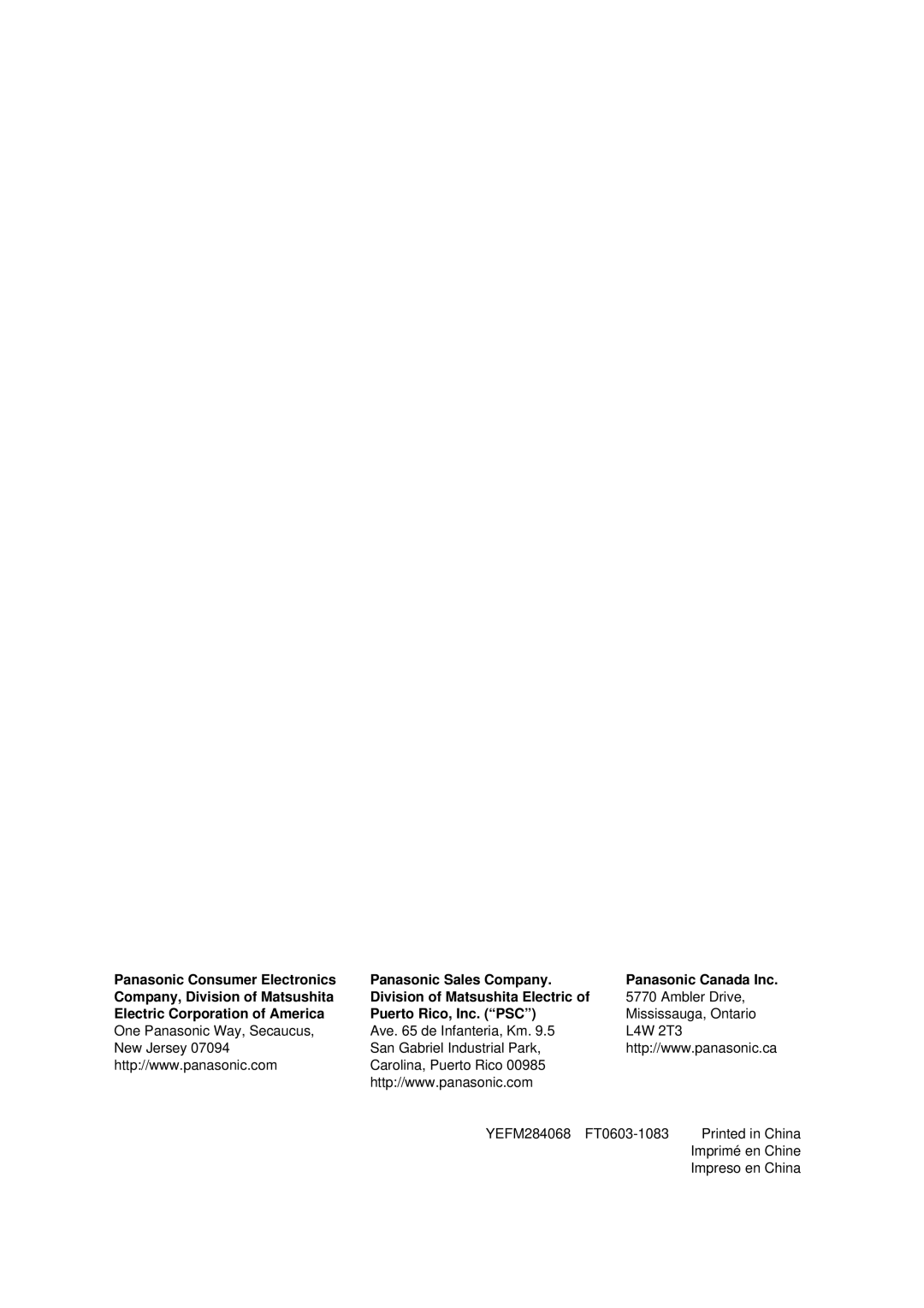 Panasonic CX-D3000U operating instructions Electric Corporation of America Puerto Rico, Inc. PSC 