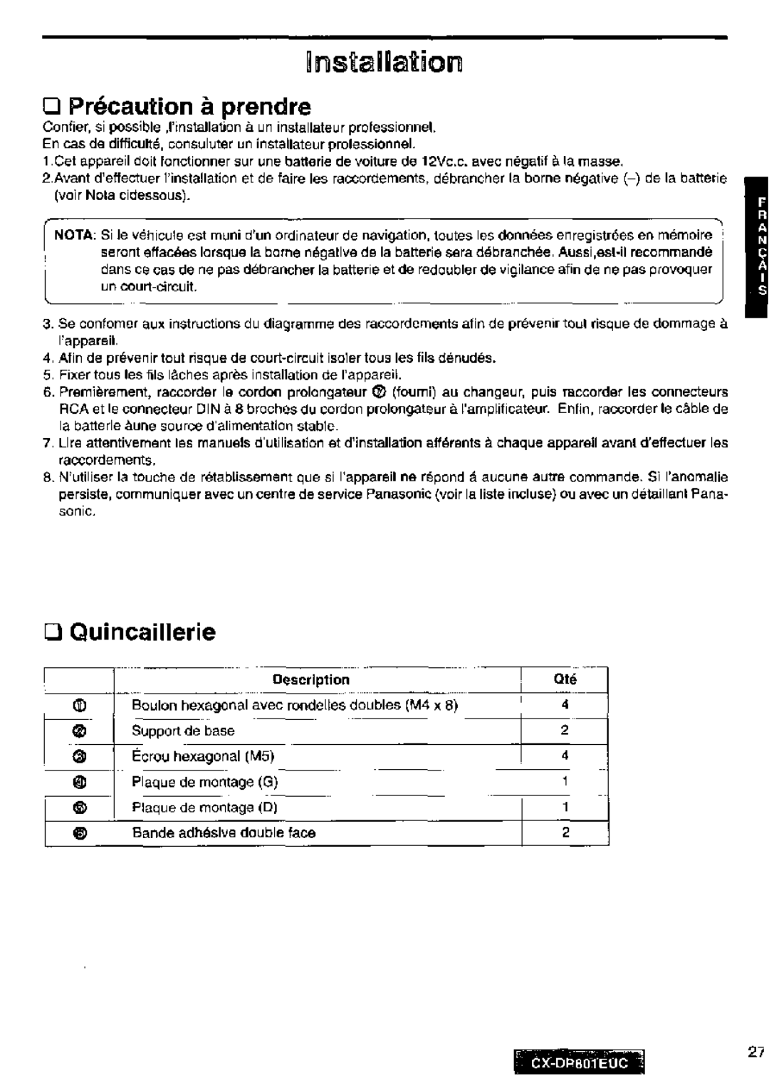 Panasonic CX-DP801EUC manual 