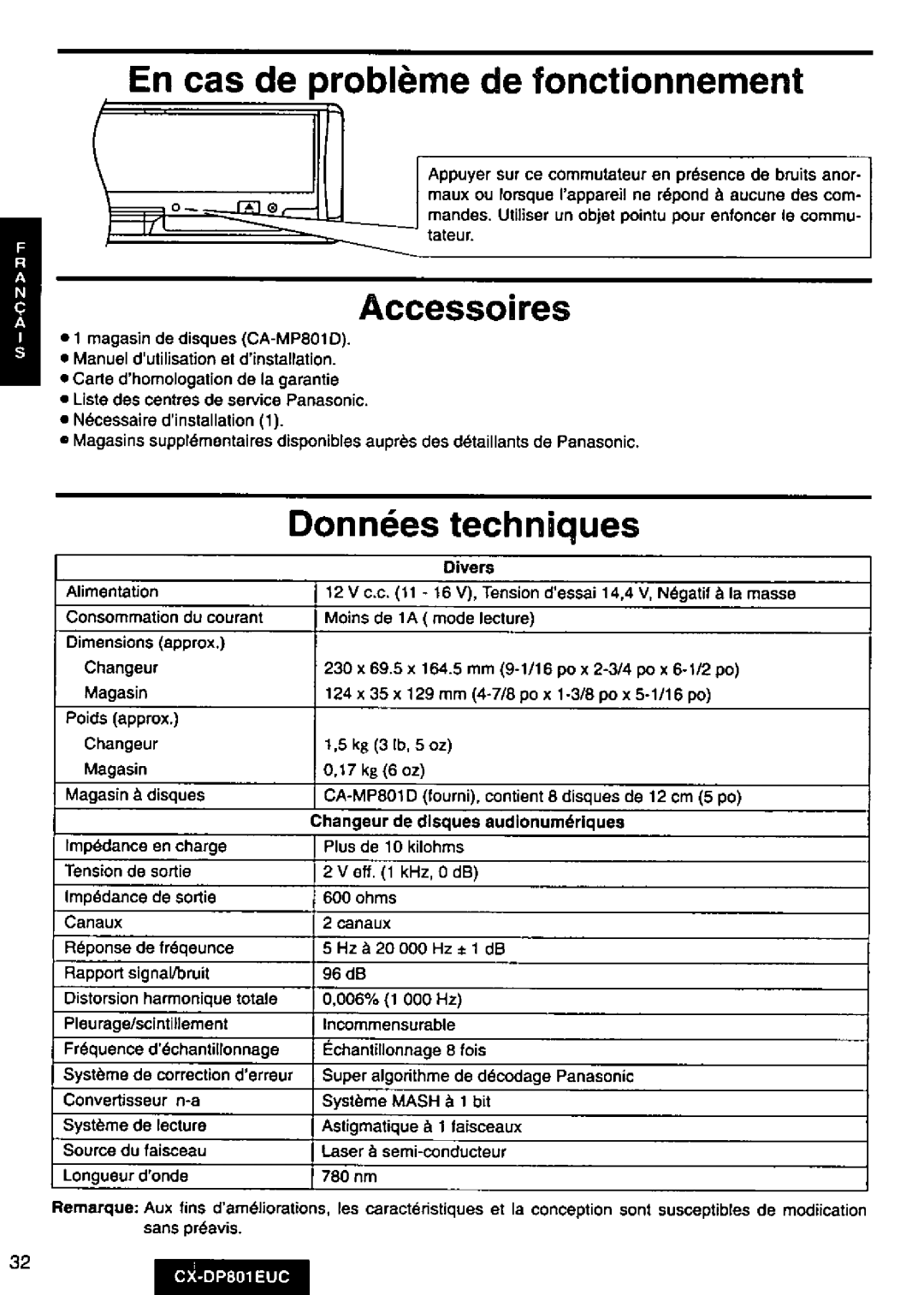 Panasonic CX-DP801EUC manual 