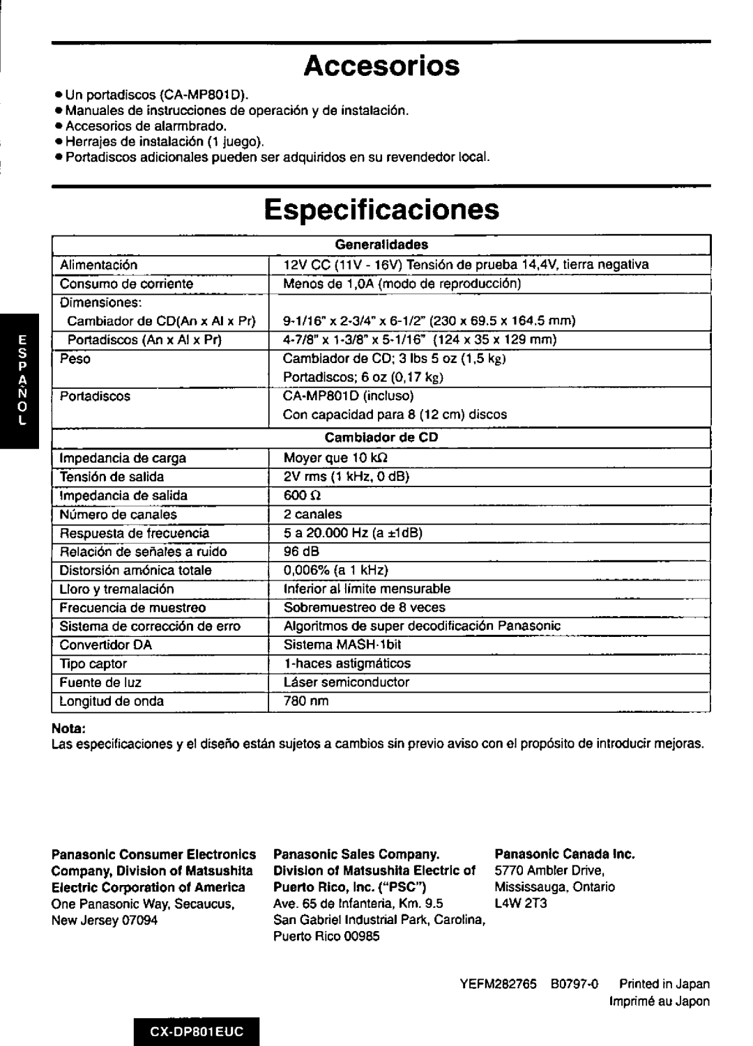 Panasonic CX-DP801EUC manual 