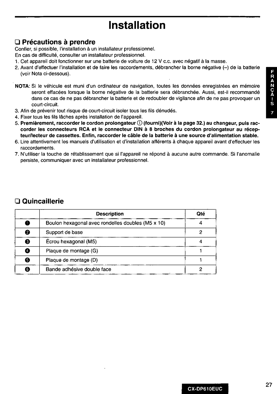 Panasonic CXDP610EUC manual 