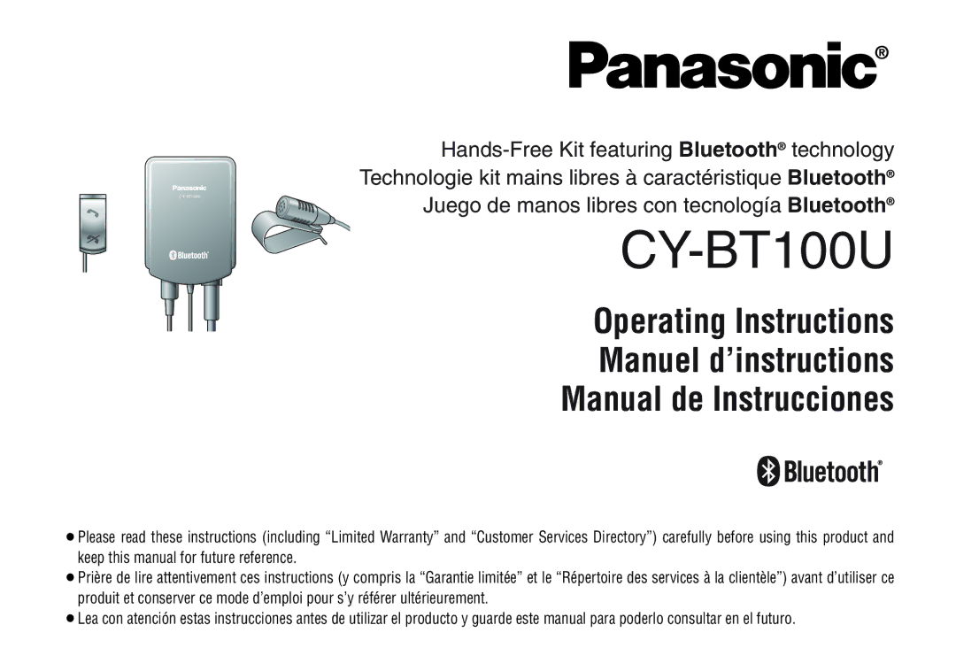 Panasonic CY-BT100U operating instructions 