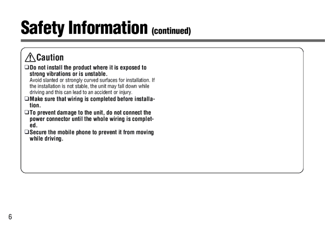 Panasonic CY-BT100U operating instructions Safety Information 