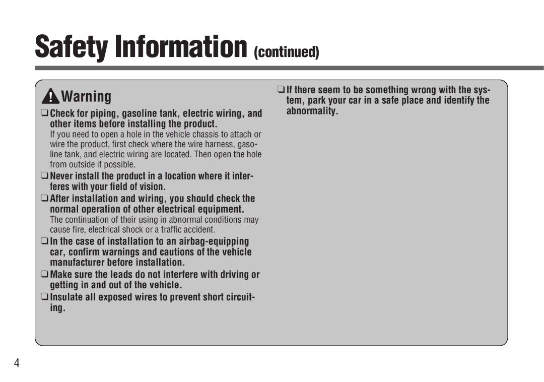 Panasonic CY-BT200UCY-BT200U operating instructions Safety Information 