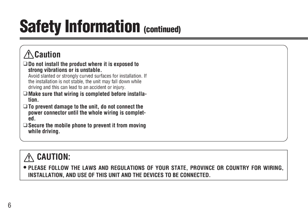 Panasonic CY-BT200UCY-BT200U operating instructions Safety Information 