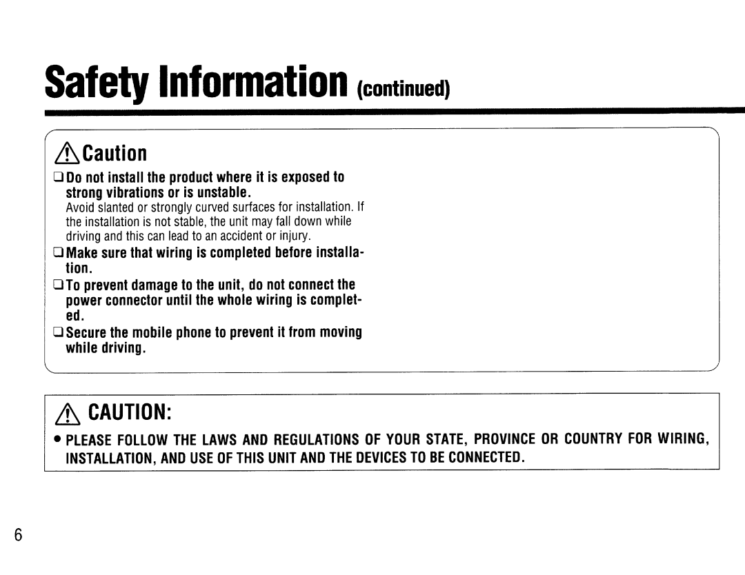 Panasonic CY-BT200U operating instructions Safety Information 