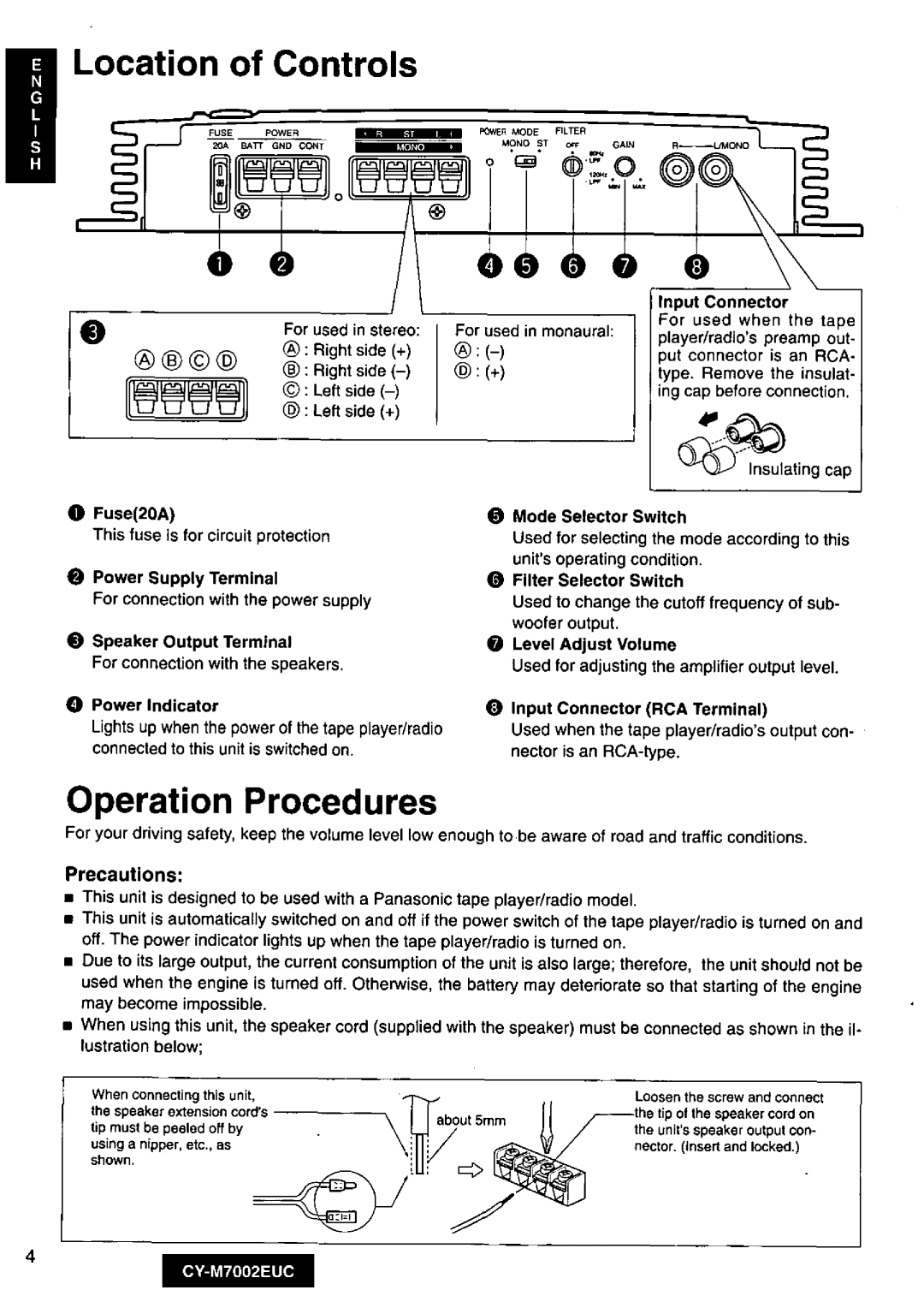 Panasonic CY-M7002EUC manual 