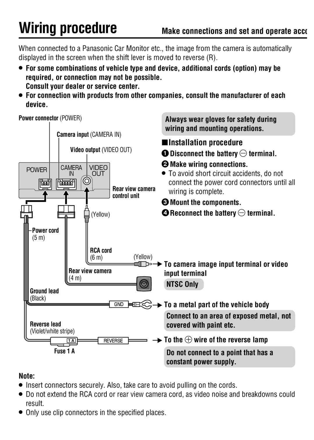 Panasonic CY-RC50KU operating instructions Wiring procedure 