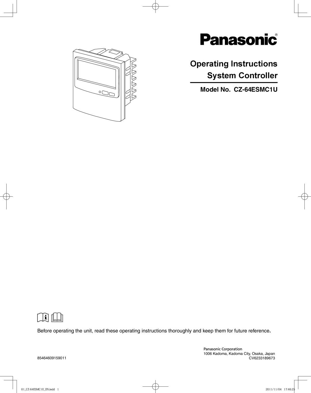 Panasonic CZ-64ESMC1U manual Operating Instructions System Controller 