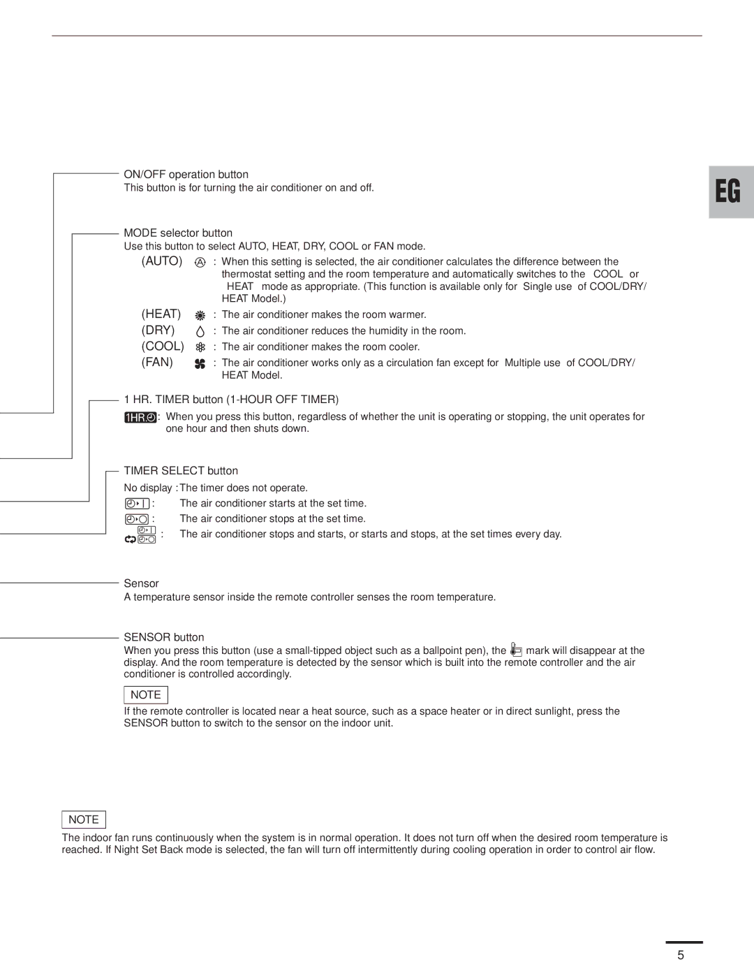 Panasonic CZ-RD515U service manual Heat 