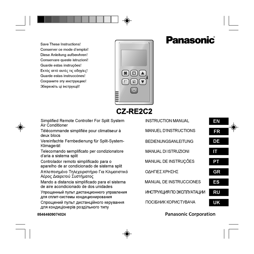 Panasonic CZ-RE2C2 instruction manual En Fr De It Pt Gr Es Ru Uk 