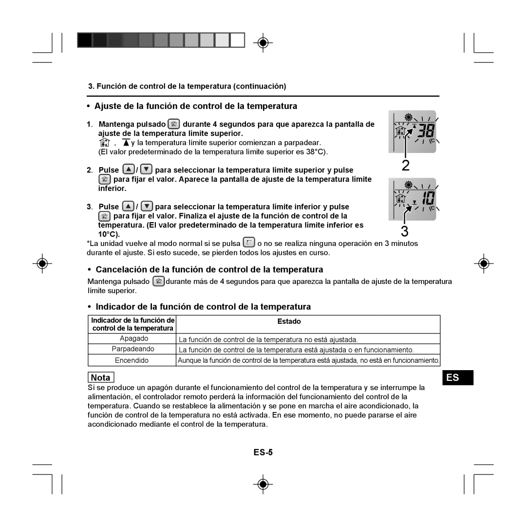 Panasonic CZ-RE2C2 instruction manual ES-5, Nota 