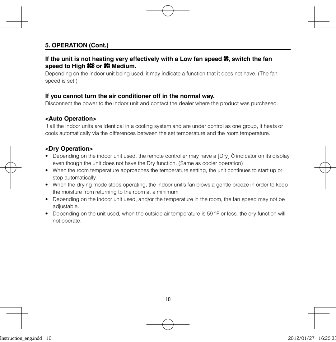 Panasonic CZ-RWSK1U, CZ-RWST1U, CZ-RWSY1U, CZ-RWSC1U, CZ-RWSU2U, CZ-RWSU1U operating instructions Auto Operation, Dry Operation 