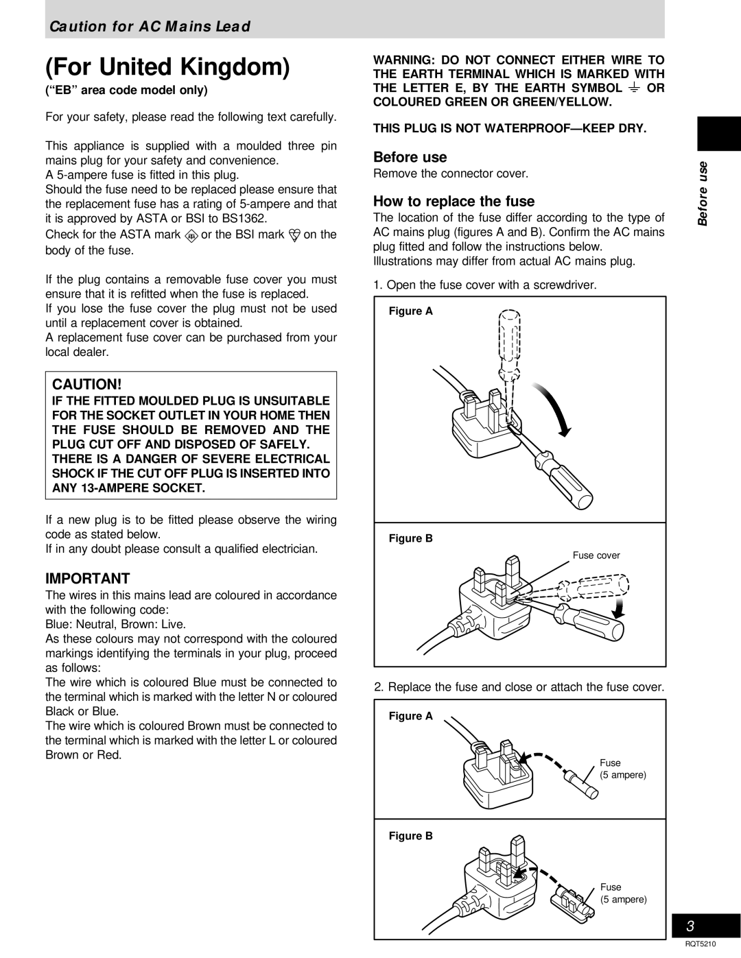 Panasonic RX-D10, D11 operating instructions Figure a, Figure B 