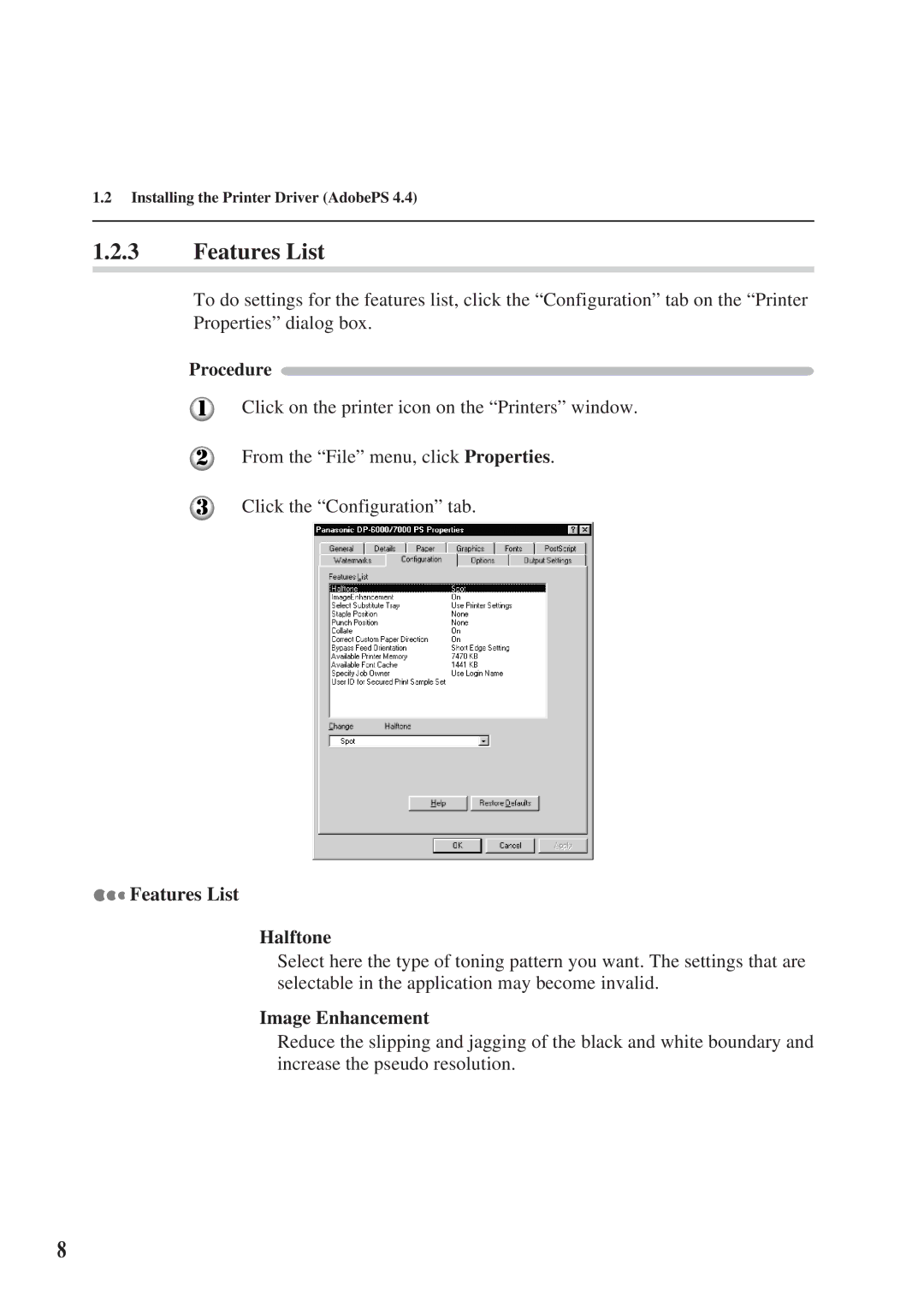 Panasonic DA-MC700 manual Features List, Halftone, Image Enhancement 