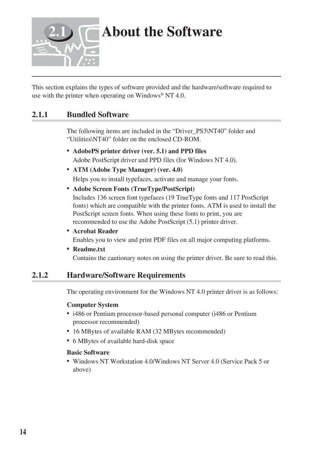 Panasonic DA-MC700 manual About the Software, AdobePS printer driver ver .1 and PPD files 