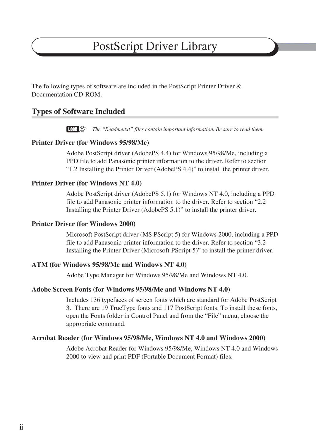 Panasonic DA-MC700 manual Types of Software Included 