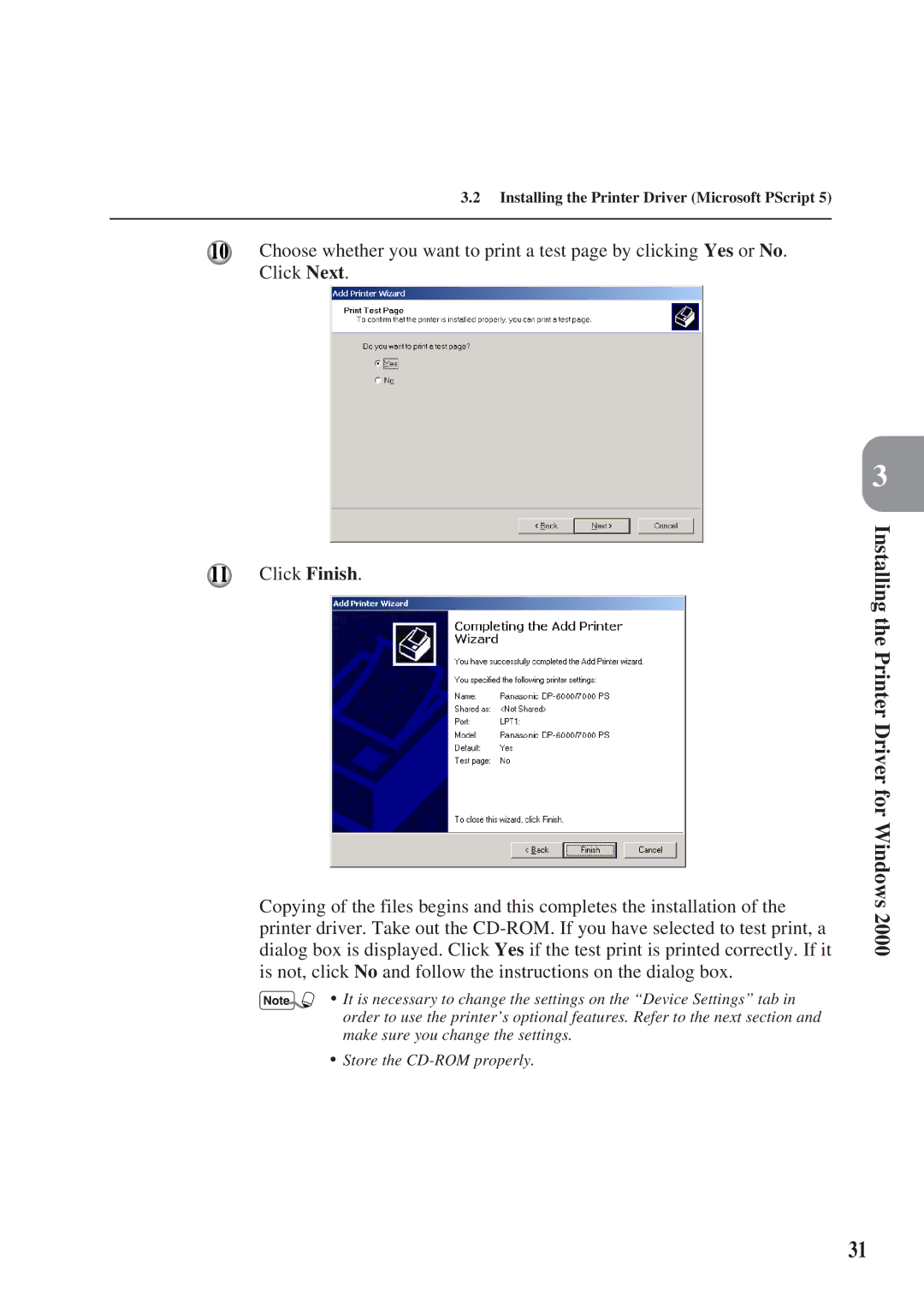 Panasonic DA-MC700 manual Installing the Printer Driver for Windows 