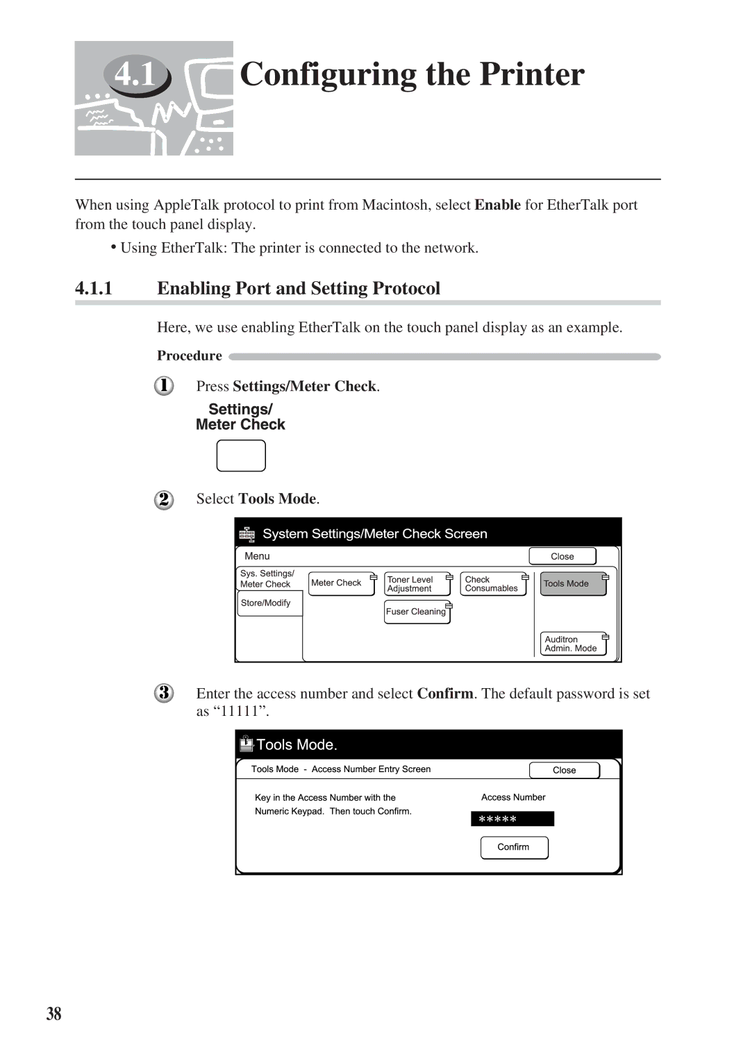 Panasonic DA-MC700 manual Configuring the Printer, Enabling Port and Setting Protocol 