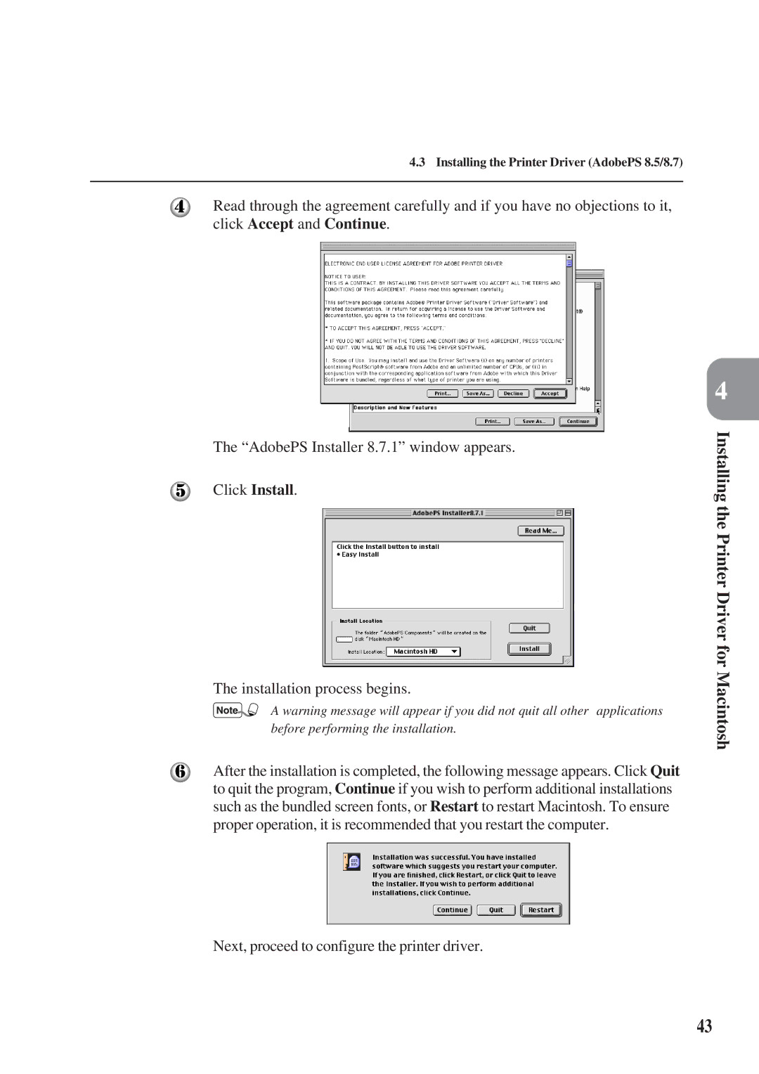 Panasonic DA-MC700 manual Installing the Printer Driver AdobePS 8.5/8.7 