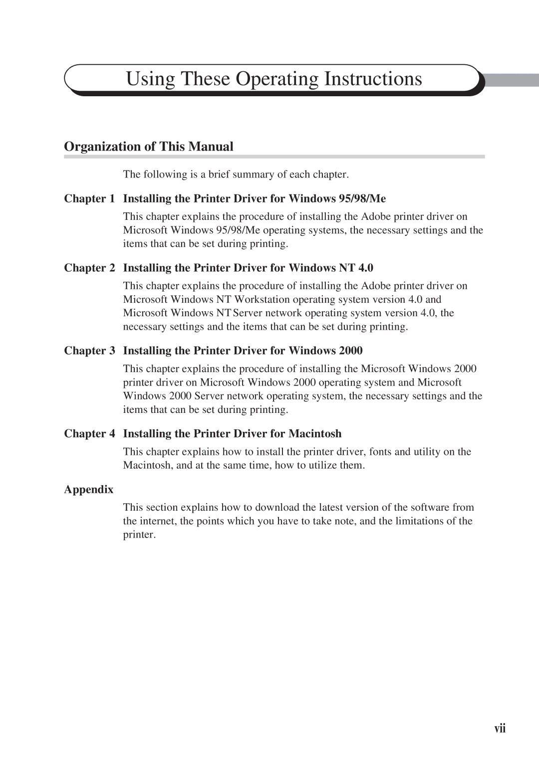 Panasonic DA-MC700 manual Organization of This Manual, Vii 