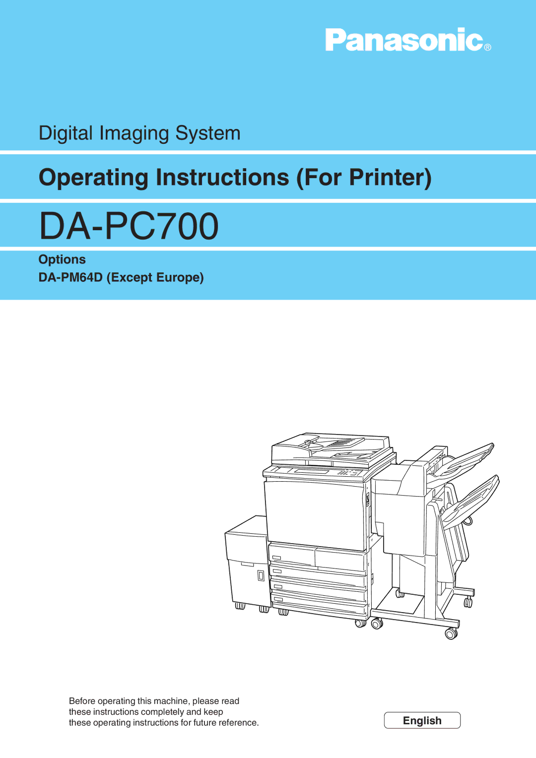 Panasonic DA-PC700 manual 