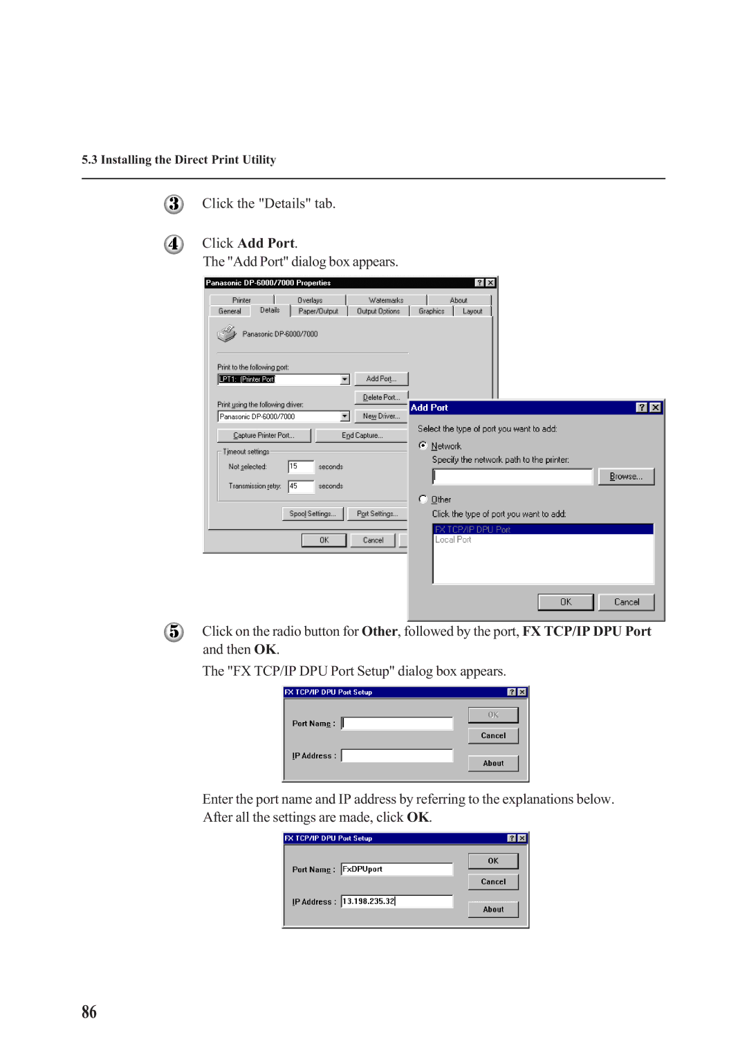 Panasonic DA-PC700 manual Click the Details tab, Click Add Port 